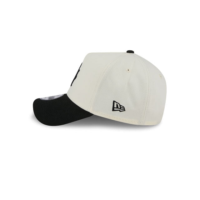 New York Mets New Era MLB 9FORTY 940 Adjustable A-Frame Cap Hat Chrome White Crown Black Visor Black Upside Down Logo 50th Anniversary Side Patch