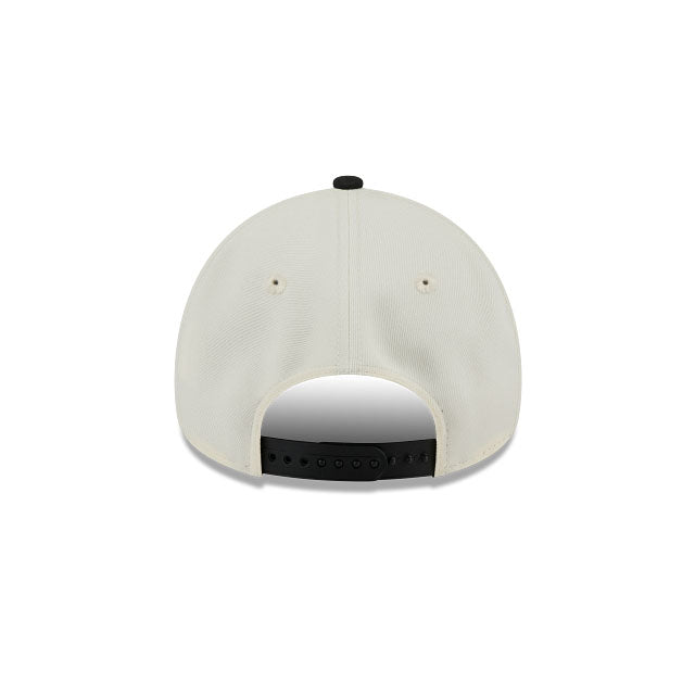Philadelphia Phillies New Era MLB 9FORTY 940 Adjustable A-Frame Cap Cream Crown Black Visor Black Upside Down 2008 World Series Champions Side Patch