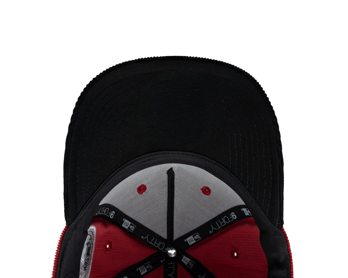 (Corduroy) Xolos de Tijuana New Era Liga MX 9FORTY 940 Adjustable A-Frame Cap Hat Red Crown Black Visor Black 2007 X Logo 2007 Club Tijuana Side Patch