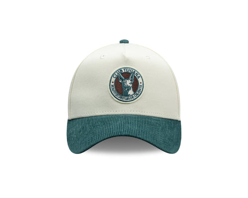 (Corduroy Visor) Xolos de Tijuana New Era Liga MX 9FORTY 940 Adjustable A-Frame Cap Cream Crown Teal Visor Teal/Maroon Logo Club Tijuana Side Patch