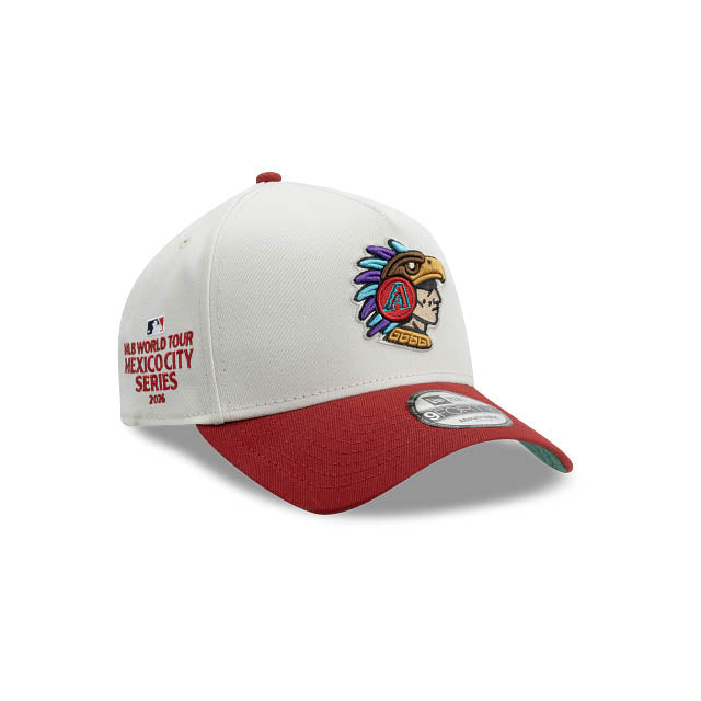 Arizona Diamondbacks New Era MLB 9FORTY 940 Adjustable A-Frame Cap Cream Crown Maroon Visor Team Logo 2026 World Tour Mexico City Series Side Patch