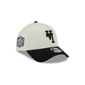 Los Angeles Dodgers New Era MLB 9FORTY 940 Adjustable A-Frame Cap Hat Cream Crown Black Visor Black Upside Down Logo 2020 World Series Side Patch