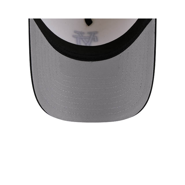 Los Angeles Dodgers New Era MLB 9FORTY 940 Adjustable A-Frame Cap Hat Cream Crown Black Visor Black Upside Down Logo 2020 World Series Side Patch