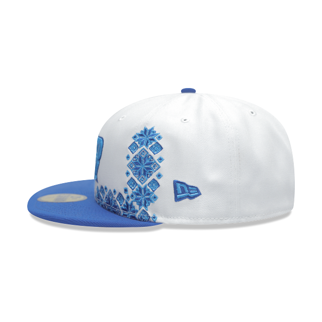 Puerto Rico New Era 59FIFTY 5950 Fitted Cap Hat White Crown Pale Purple Visor Pale Purple Logo (Latin Heritage)
