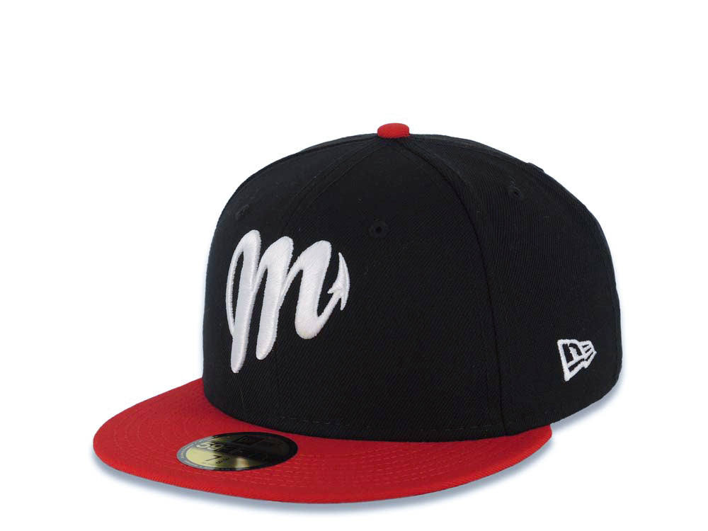 Diablos Rojos del Mexico New Era LMB 59FIFTY 5950 Fitted Cap Hat Black Crown Red Visor White Logo