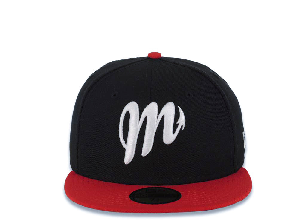Diablos Rojos del Mexico New Era LMB 59FIFTY 5950 Fitted Cap Hat Black Crown Red Visor White Logo