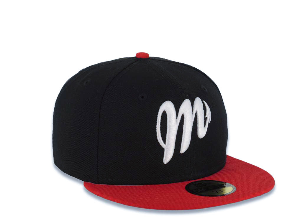 Diablos Rojos del Mexico New Era LMB 59FIFTY 5950 Fitted Cap Hat Black Crown Red Visor White Logo