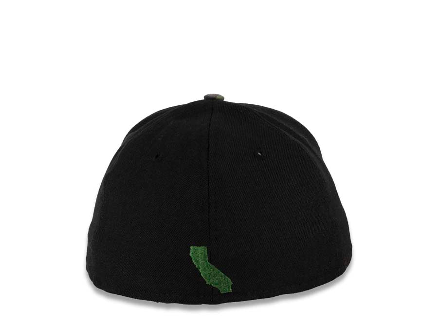 West Coast Bear New Era 59FIFTY 5950 Fitted Cap Hat Black Crown Camo Visor Beige/Black/Green/White Bear Logo