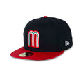 Mexico New Era WBC World Baseball Classic 59FIFTY 5950 Fitted Cap Hat Black Crown Red Visor Team Color Logo