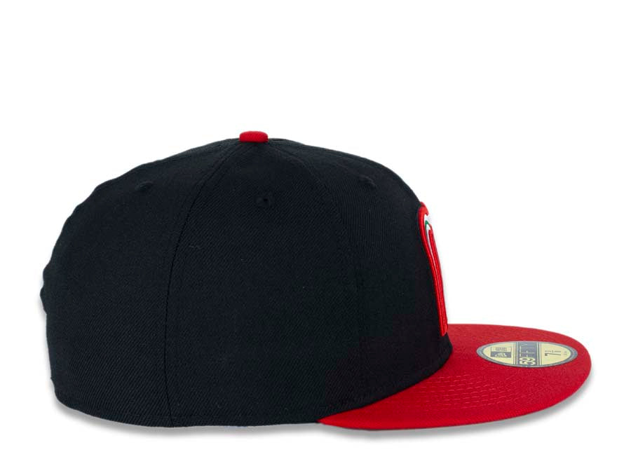 Mexico New Era WBC World Baseball Classic 59FIFTY 5950 Fitted Cap Hat Black Crown Red Visor Team Color Logo