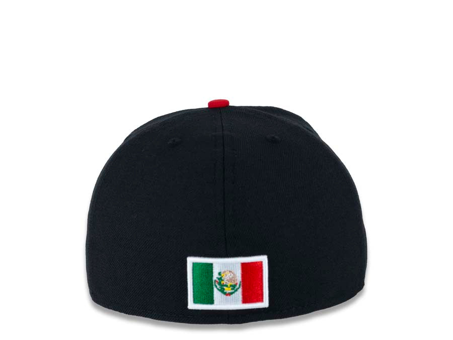 Mexico New Era WBC World Baseball Classic 59FIFTY 5950 Fitted Cap Hat Black Crown Red Visor Team Color Logo