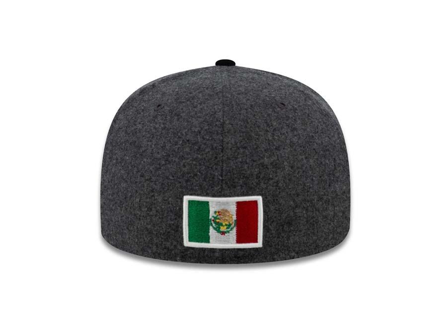 Mexico New Era WBC 59FIFTY 5950 Fitted Cap Hat Melton Dark Gray Crown Black Visor Team Color Logo
