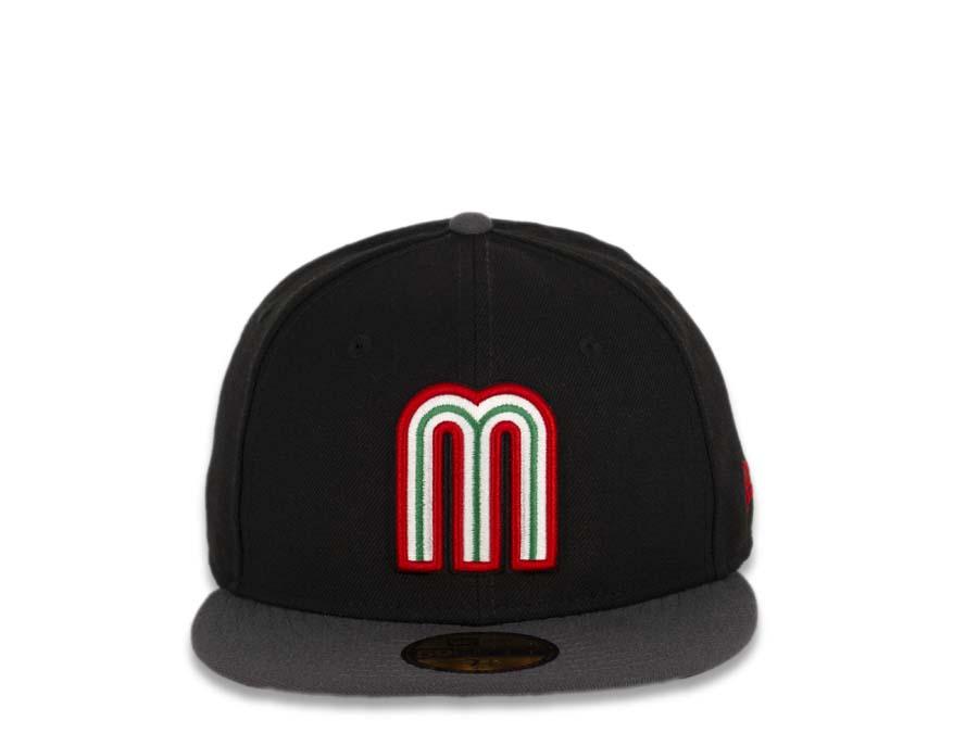 Mexico New Era WBC 59FIFTY 5950 Fitted Cap Hat Black Crown Dark Gray Visor Team Color Logo