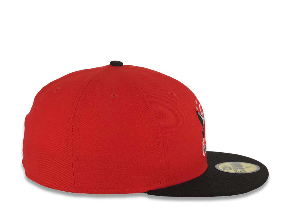 Aguilas de Mexicali New Era 59FIFTY 5950 Fitted Cap Hat Red Crown Black Visor Black/Red/White Logo Gray UV