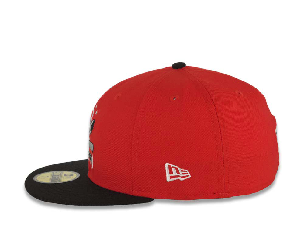 Aguilas de Mexicali New Era 59FIFTY 5950 Fitted Cap Hat Red Crown Black Visor Black/Red/White Logo Gray UV