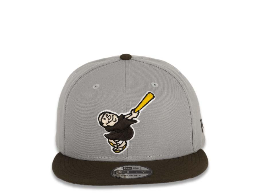 San Diego Padres New Era MLB 9Fifty 950 Snapback Cap Hat Gray Crown Brown Visor Brown/Gold/White Friar Logo