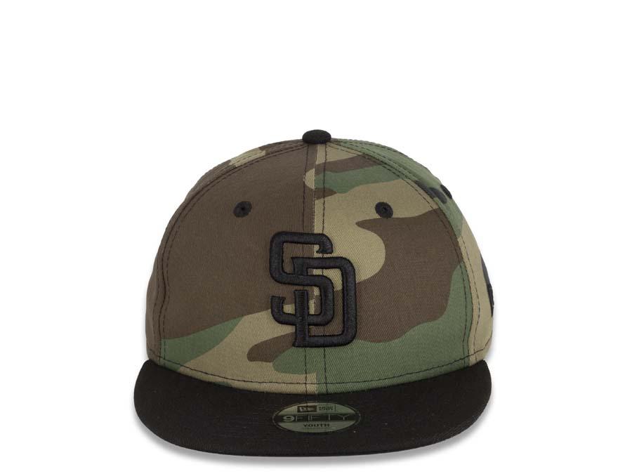 (Youth) San Diego Padres New Era MLB 9FIFTY 950 Kid Snapback Cap Hat Camo Crown Black Visor Black Logo