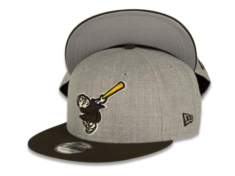 San Diego Padres New Era MLB 9FIFTY 950 Snapback Cap Hat Heather Gray Crown Brown Visor "Swinging Friar" Logo