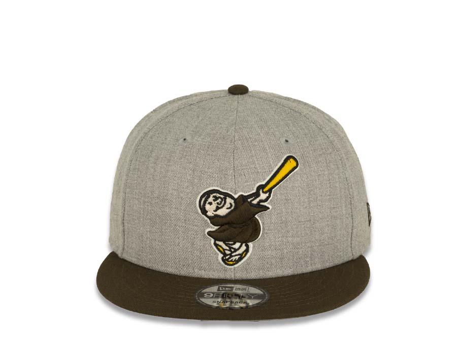 San Diego Padres New Era MLB 9FIFTY 950 Snapback Cap Hat Heather Gray Crown Brown Visor "Swinging Friar" Logo