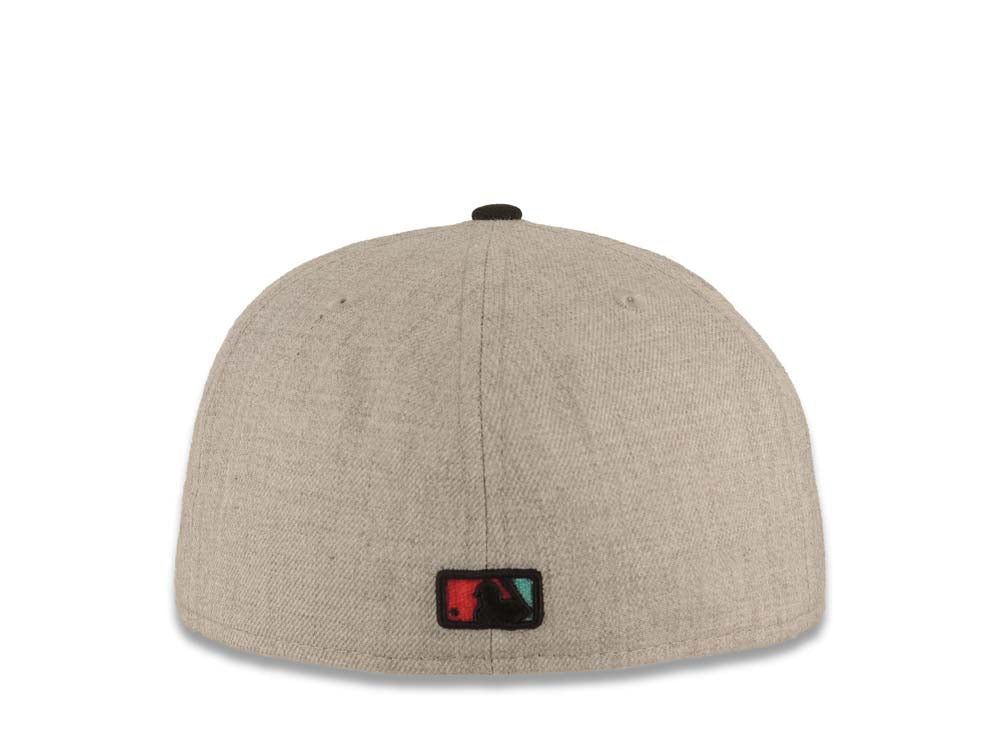 Los Angeles Dodgers New Era MLB 59FIFTY 5950 Fitted Cap Hat Heather Gray Crown Black Visor Gray/Teal/Magenta Splatter Logo