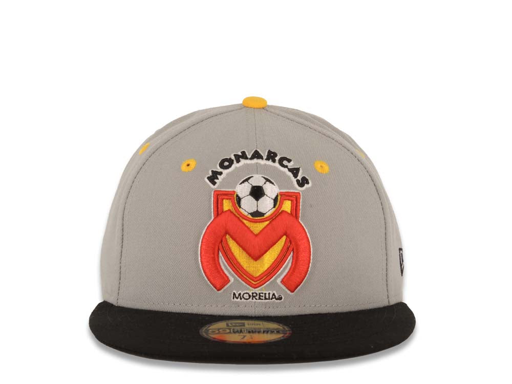 Morelia Monarcas New Era 59FIFTY 5950 Fitted Cap Hat Gray Crown Black Visor Team Color Logo