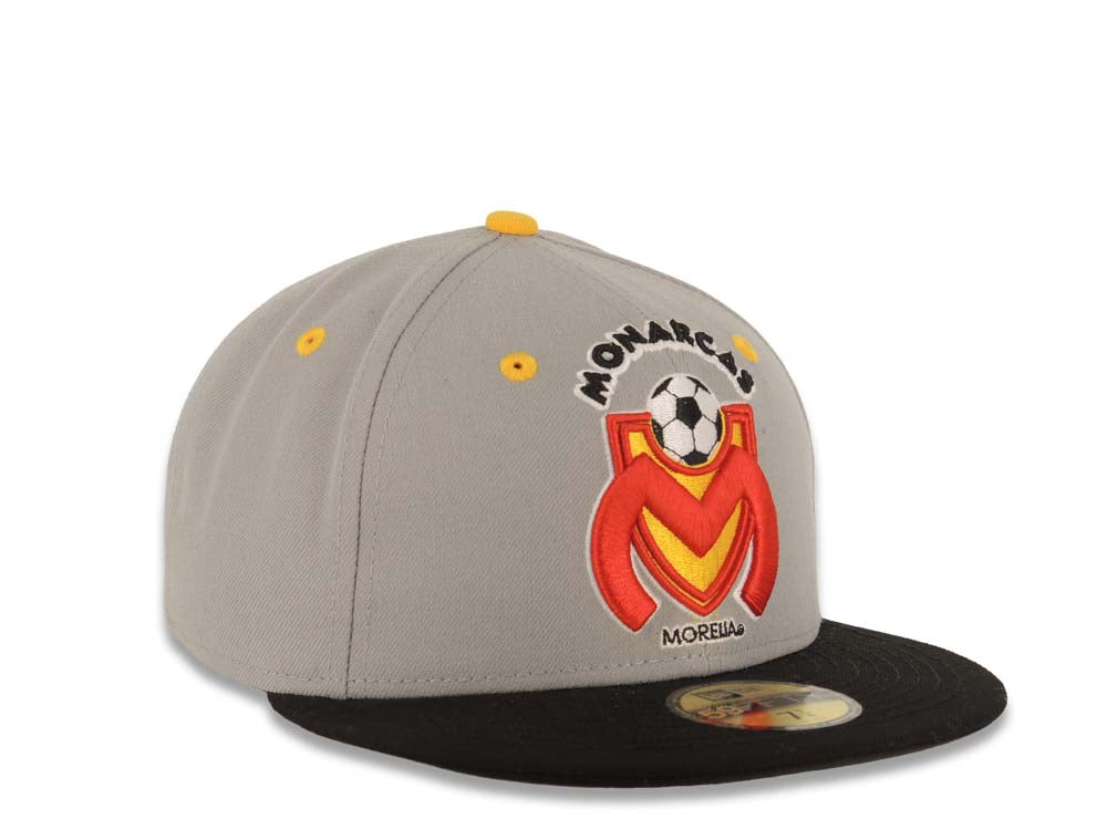 Morelia Monarcas New Era 59FIFTY 5950 Fitted Cap Hat Gray Crown Black Visor Team Color Logo