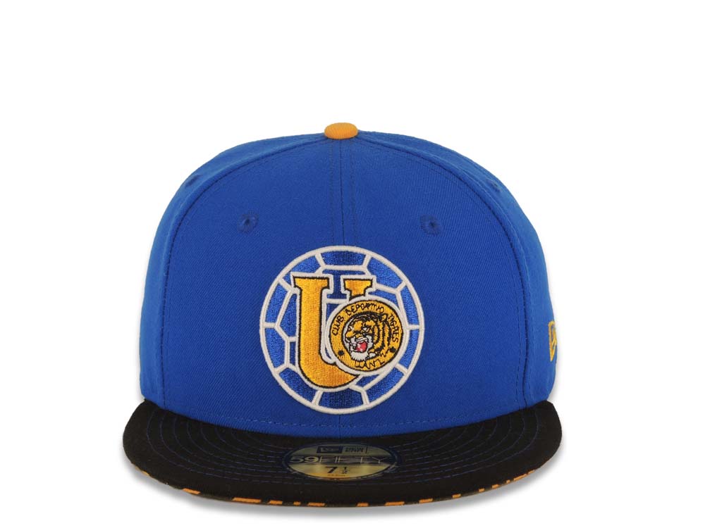 Tigres Uanl New Era 59FIFTY 5950 Fitted Circle Cap Hat Royal Blue Crown Black Visor Team Color Logo Tiger Print UV