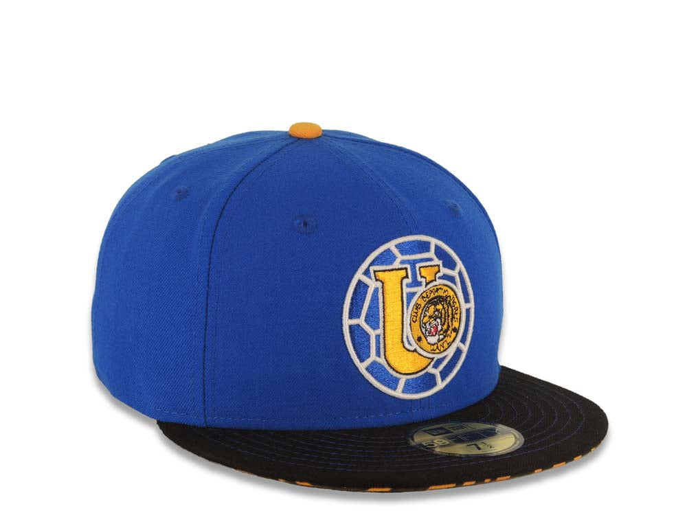 Tigres Uanl New Era 59FIFTY 5950 Fitted Circle Cap Hat Royal Blue Crown Black Visor Team Color Logo Tiger Print UV