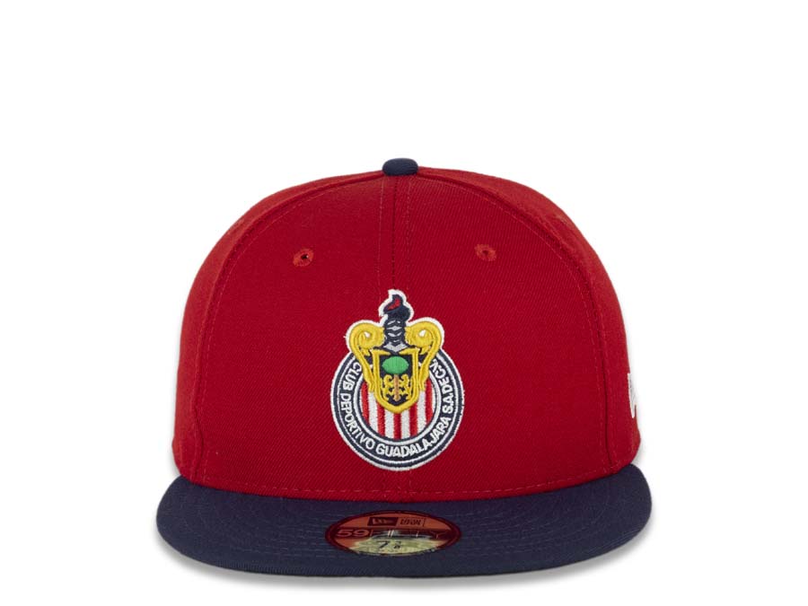 Chivas De Guadalajara New Era Liga MX 59FIFTY 5950 Fitted Cap Hat Red Crown Navy Visor Team Color Logo