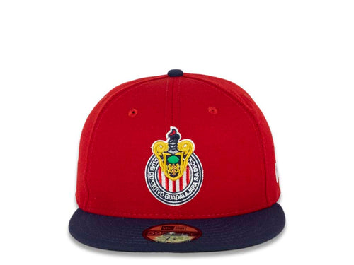 Chivas De Guadalajara New Era Liga MX 59FIFTY 5950 Fitted Cap Hat Red Crown Navy Visor Team Color Logo