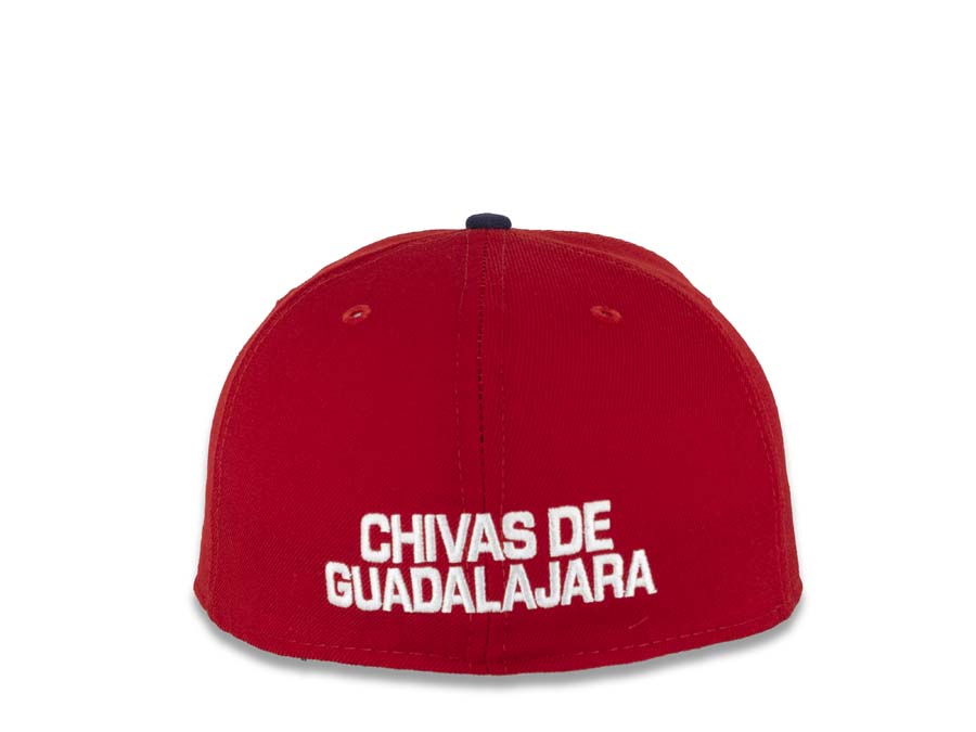 Chivas De Guadalajara New Era Liga MX 59FIFTY 5950 Fitted Cap Hat Red Crown Navy Visor Team Color Logo