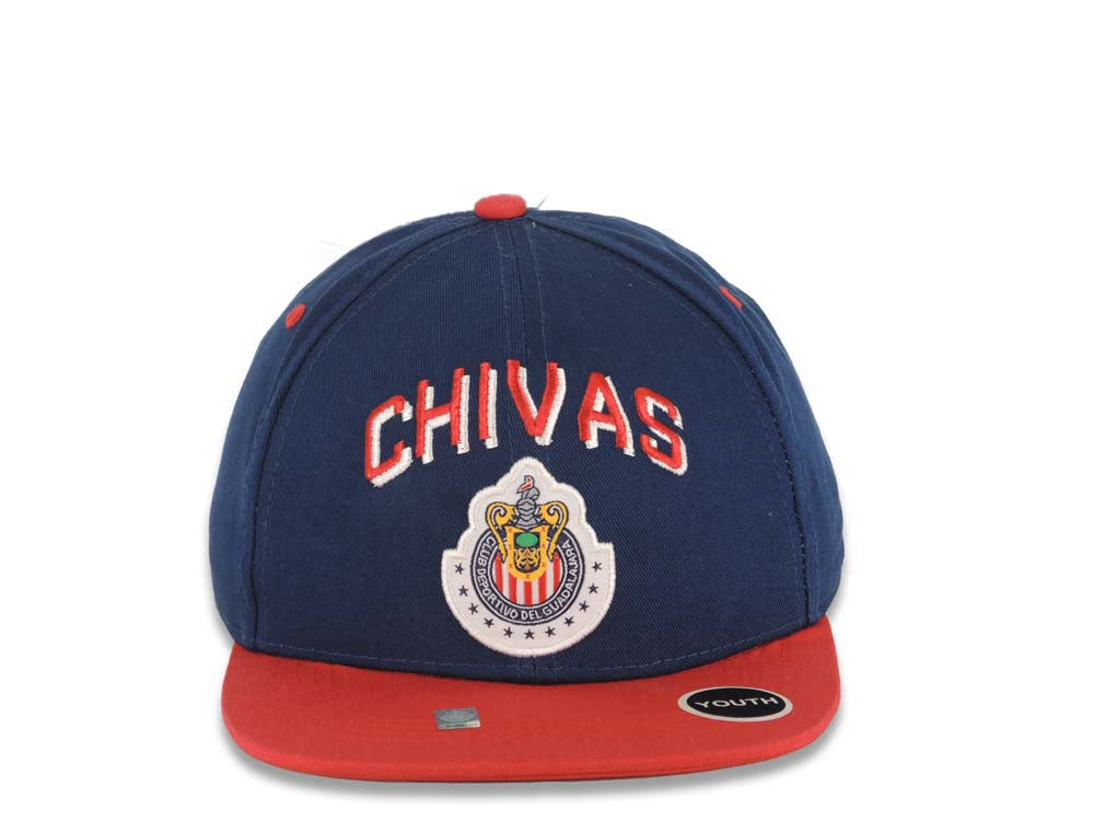 (Youth) Chivas De Guadalajara Liga MX 59FIFTY 5950 Kid Fitted Cap Hat Navy Blue Crown Red Visor Team Color Logo