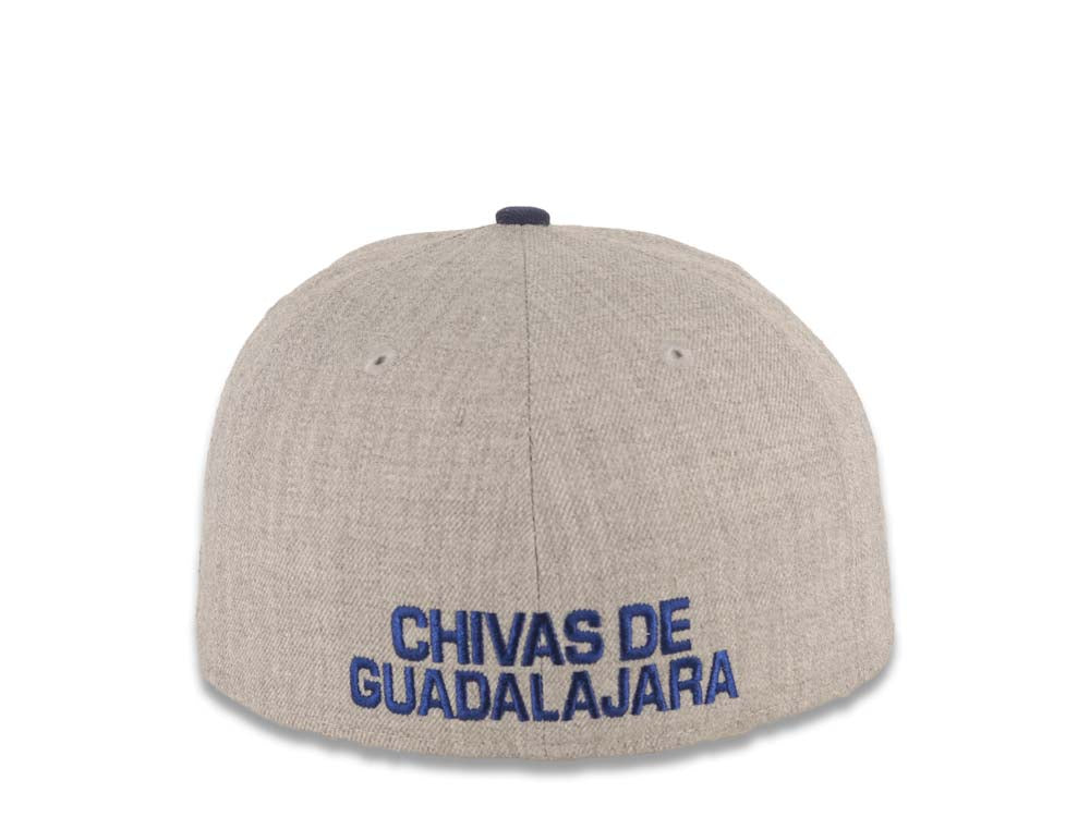 Chivas De Guadalajara New Era Liga MX 59FIFTY 5950 Fitted Cap Hat Heather Gray Crown Navy Blue Visor Team Color Logo