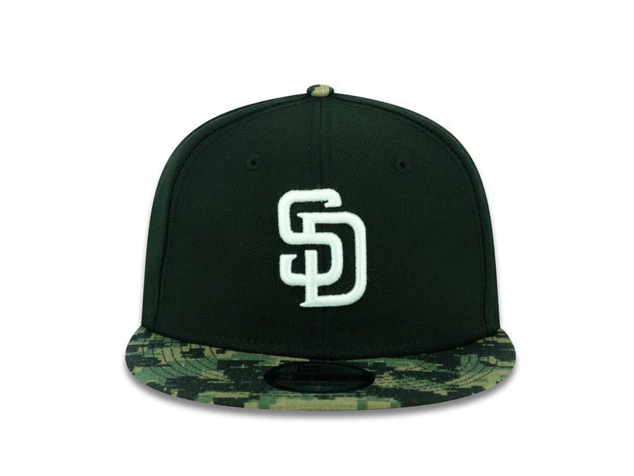 San Diego Padres New Era MLB 9FIFTY 950 Snapback Cap Hat Black Crown Digital Camo Visor White Logo