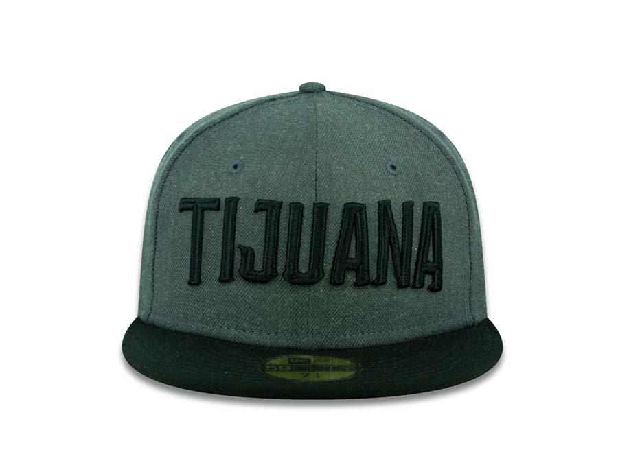 Tijuana Toros New Era LMB 59FIFTY 5950 Fitted Cap Hat Heather Dark Gray Crown Black Visor Black "TIJUANA" Logo