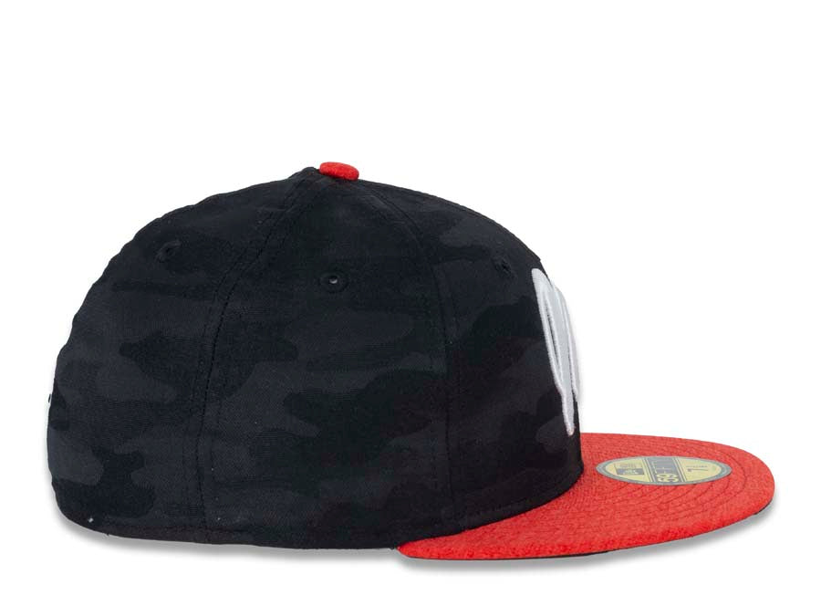 Mexico Diablos New Era 59FIFTY 5950 Fitted Cap Hat Black Woven Camo Crown Shadow Tech Red Visor White Logo