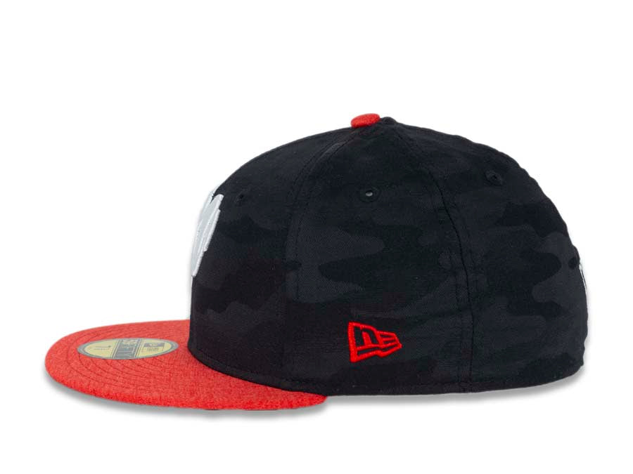 Mexico Diablos New Era 59FIFTY 5950 Fitted Cap Hat Black Woven Camo Crown Shadow Tech Red Visor White Logo
