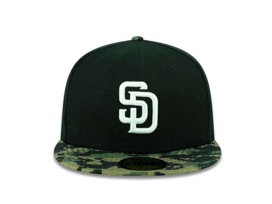 San Diego Padres New Era MLB 59FIFTY 5950 Fitted Cap Hat Black Crown Digital Camo Visor White Logo