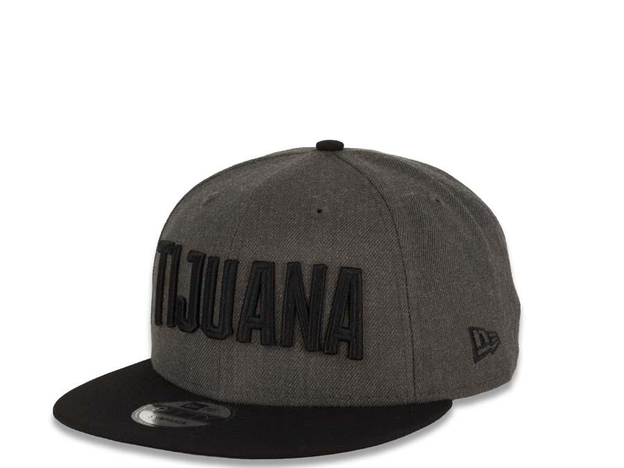 Tijuana Toros New Era Mexican Pacific League 9Fifty 950 Original Fit Snapback Cap Hat Heather Graphite Crown Black Visor Black "TIJUANA" Text Logo
