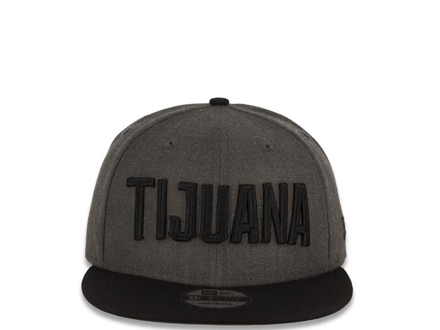 Tijuana Toros New Era Mexican Pacific League 9Fifty 950 Original Fit Snapback Cap Hat Heather Graphite Crown Black Visor Black "TIJUANA" Text Logo