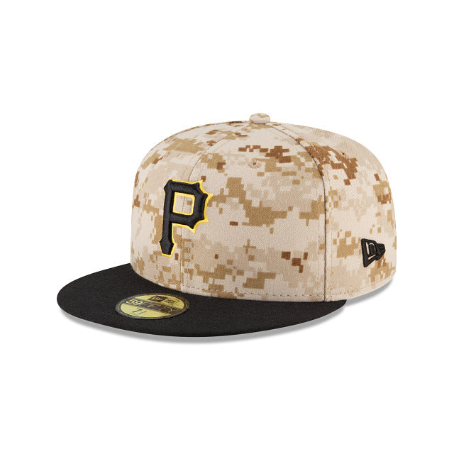 Pittsburgh Pirates New Era MLB 59FIFTY 5950 Fitted Cap Hat Camo Digital Crown Black Visor Black/Yellow Logo