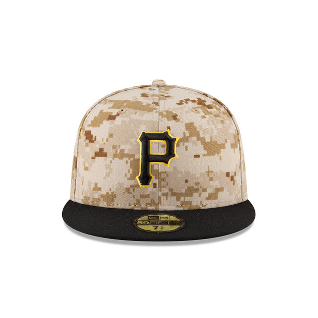 Pittsburgh Pirates New Era MLB 59FIFTY 5950 Fitted Cap Hat Camo Digital Crown Black Visor Black/Yellow Logo