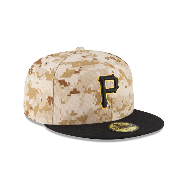 Pittsburgh Pirates New Era MLB 59FIFTY 5950 Fitted Cap Hat Camo Digital Crown Black Visor Black/Yellow Logo