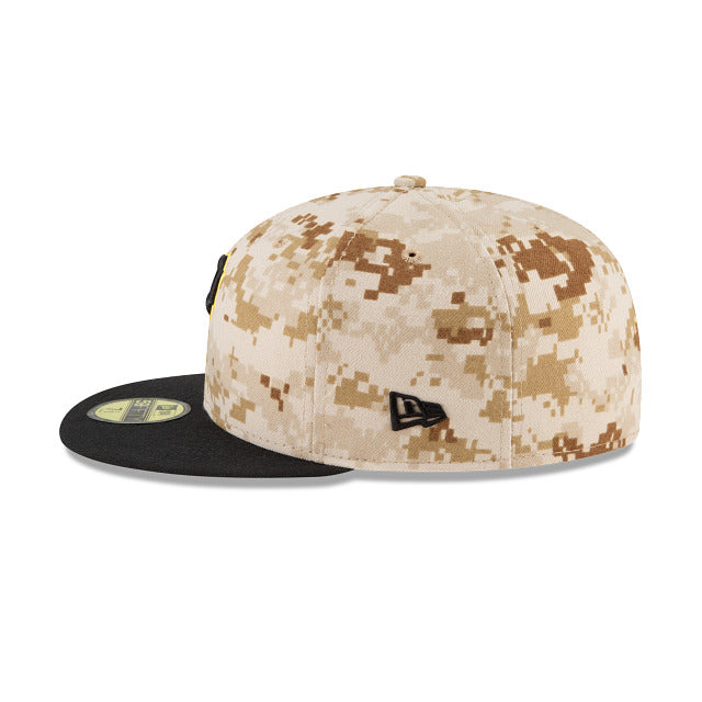 Pittsburgh Pirates New Era MLB 59FIFTY 5950 Fitted Cap Hat Camo Digital Crown Black Visor Black/Yellow Logo