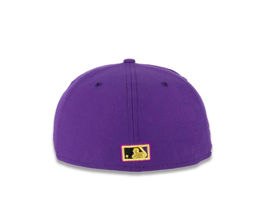 San Diego Padres New Era MLB 59FIFTY 5950 Fitted Cap Hat Dark Purple Crown Black Visor Dark Purple/Metallic Gold/Black “Swinging Friar” Logo 1978 All-Star Game Side Patch Plum UV