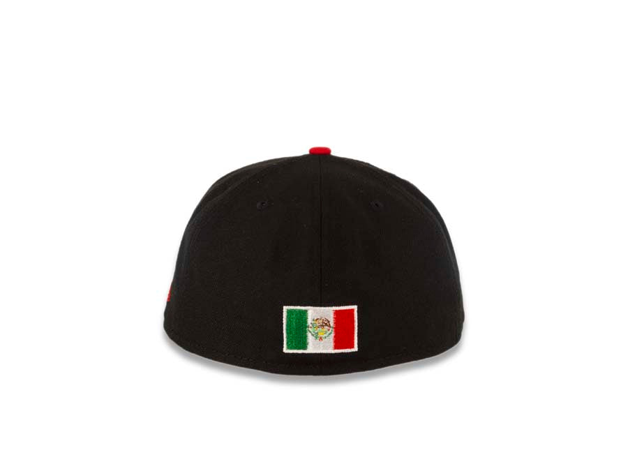 Mexico New Era World Baseball Classic 59FIFTY 5950 Fitted Cap Hat Black Crown Red Visor White/Black/Red Logo Black UV
