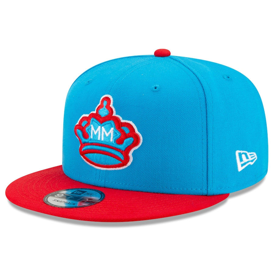 Miami Marlins New Era MLB 9FIFTY 950 Snapback Cap Hat Blue Crown Red Visor Blue/Red Logo (2022 City Connect)