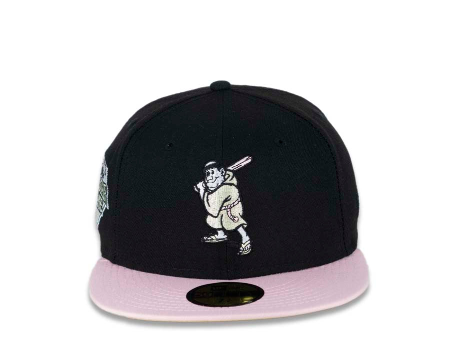San Diego Padres New Era MLB 59FIFTY 5950 Fitted Cap Hat Black Crown Pink Visor Yellow “Batting Friar” Retro Logo 1992 All-Star Game Side Patch