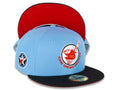 San Diego Padres New Era MLB 59FIFTY 5950 Fitted Cap Hat Sky Blue Crown Black Visor Red/White Swinging Friar Logo 1978 All-Star Game Side Patch
