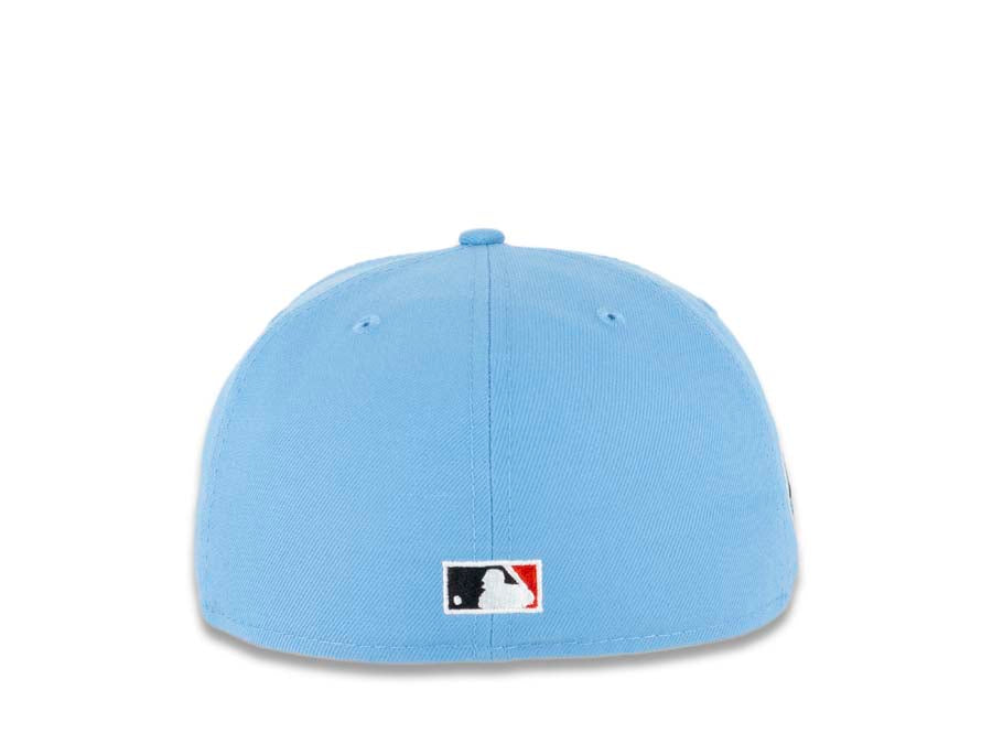 San Diego Padres New Era MLB 59FIFTY 5950 Fitted Cap Hat Sky Blue Crown Black Visor Red/White Swinging Friar Logo 1978 All-Star Game Side Patch